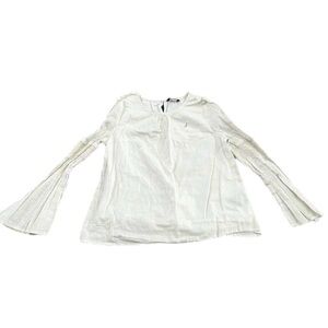 Nautica Girls Size Large (12/14) Long Sleeves Blouse Shirt, Ivory Gold